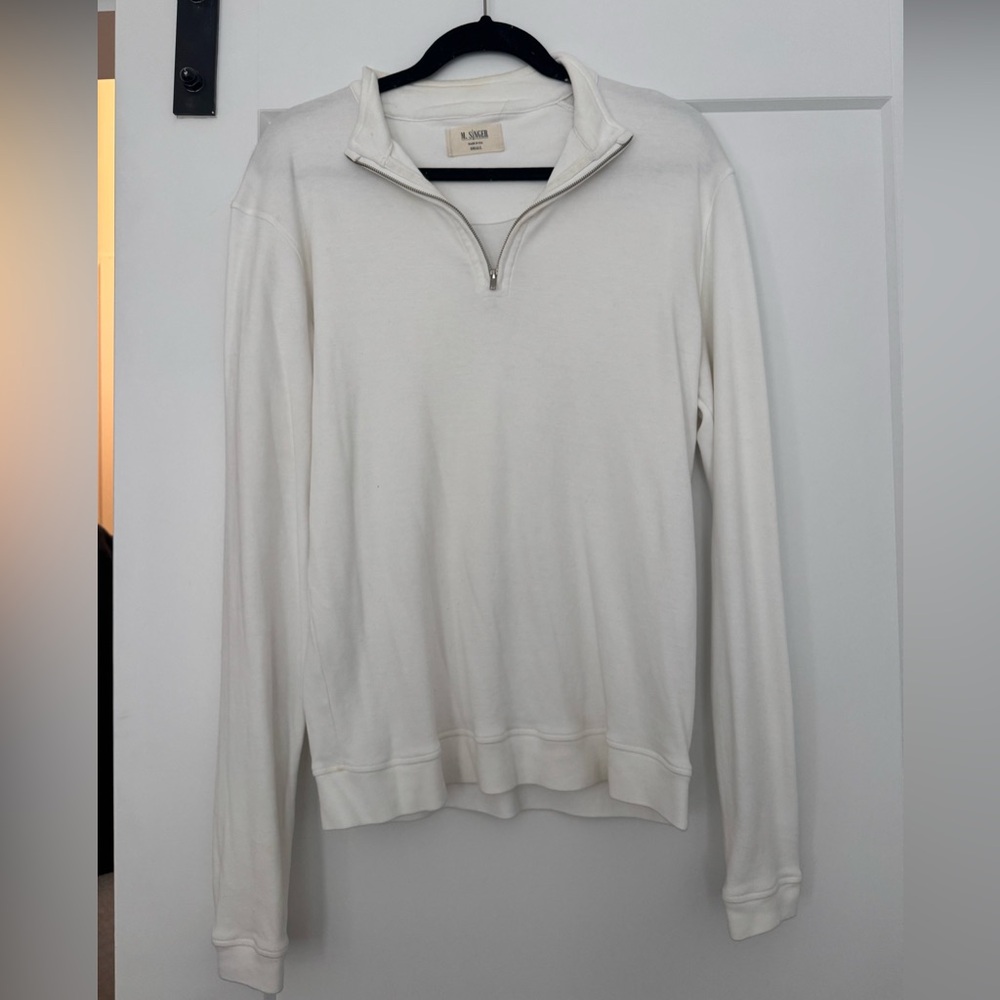 Men's Classic Cream Zip-Up Shirt